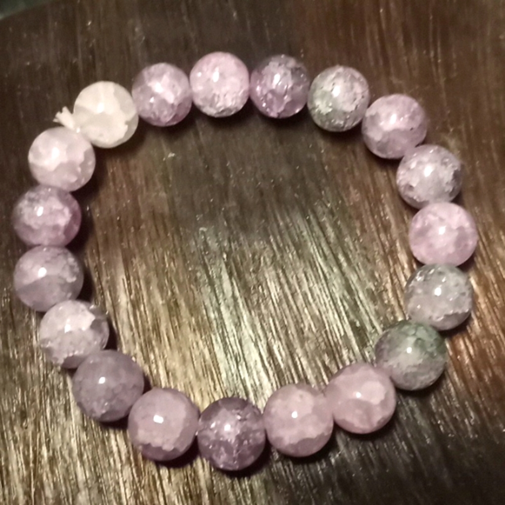 Calm Lepidolite Agate 10 MM Bead Stretch Bracelet